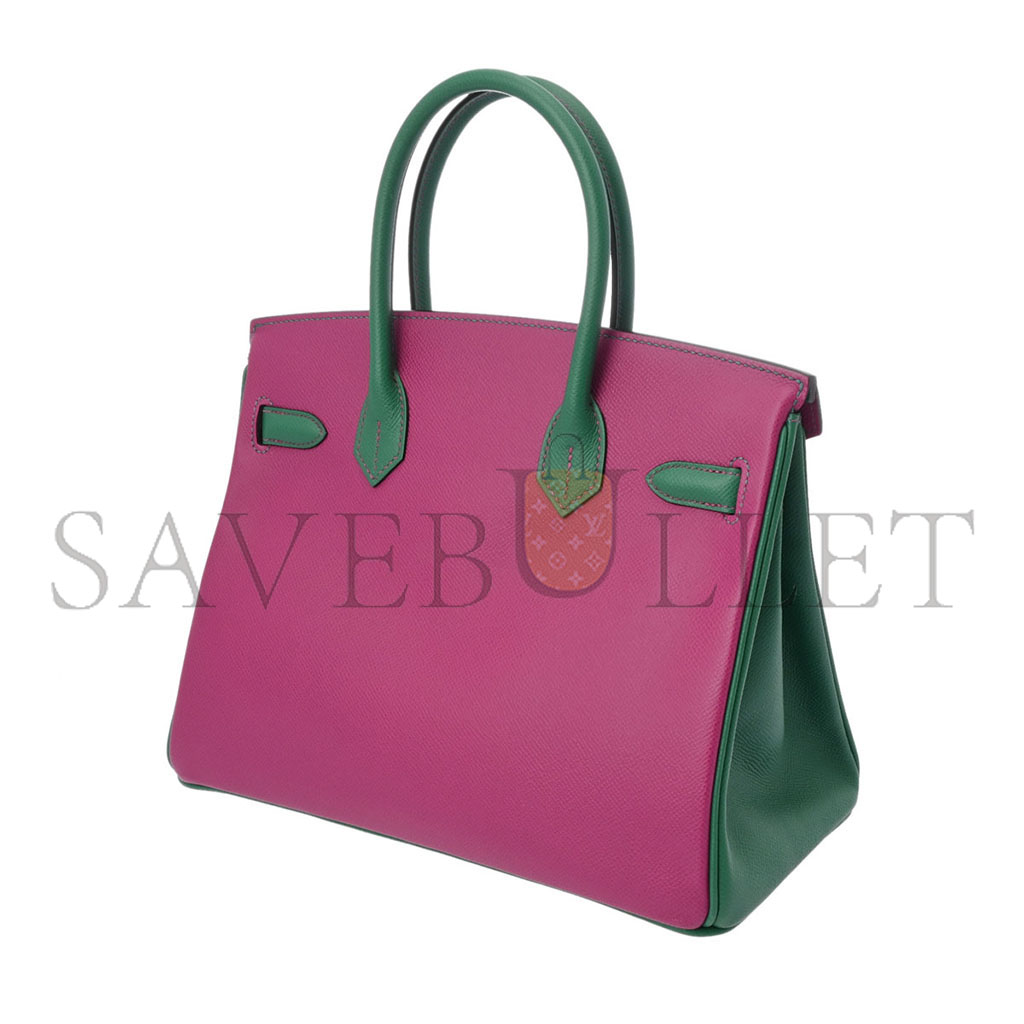 H**mes master birkin 30 epsom rose purple with velvet green gold buckle 618740 (30*23*15cm)